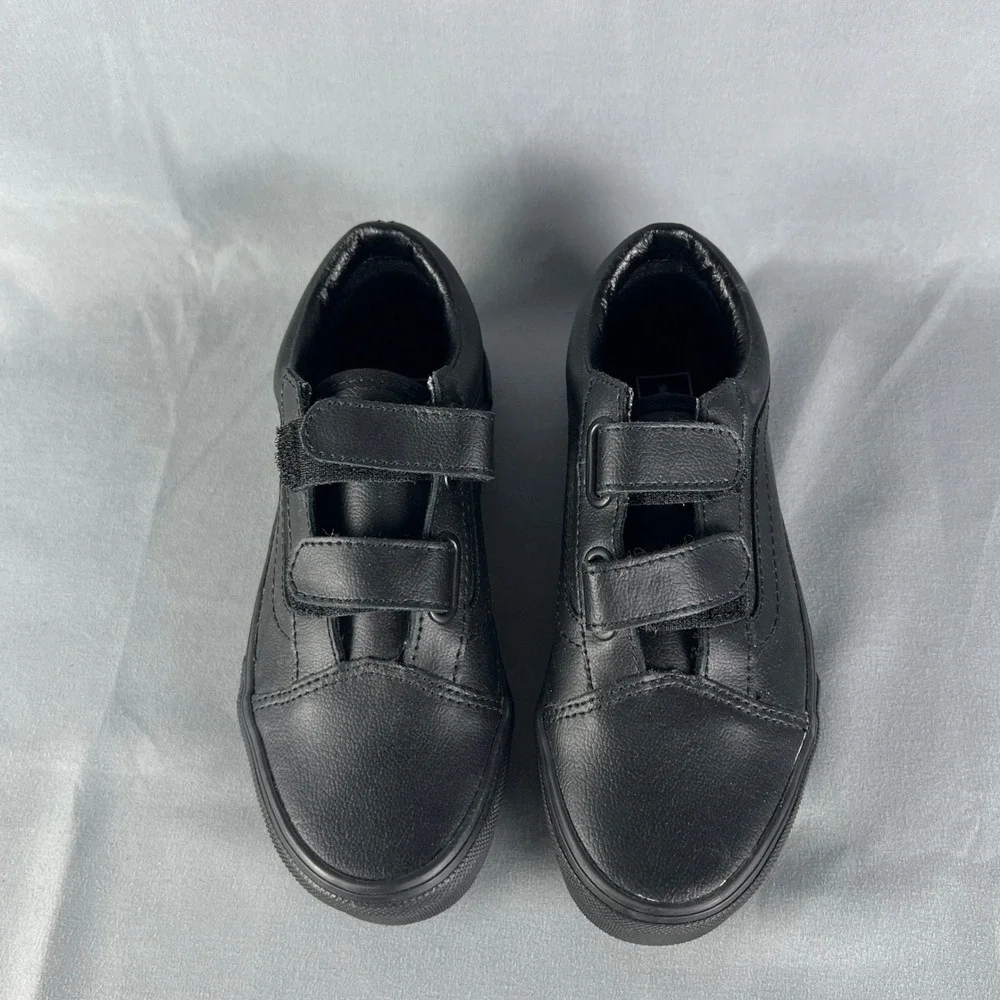 Vans Classic Old Skool Sneakers Kids US 2 Black Low Top Round Toe Hook & Loop